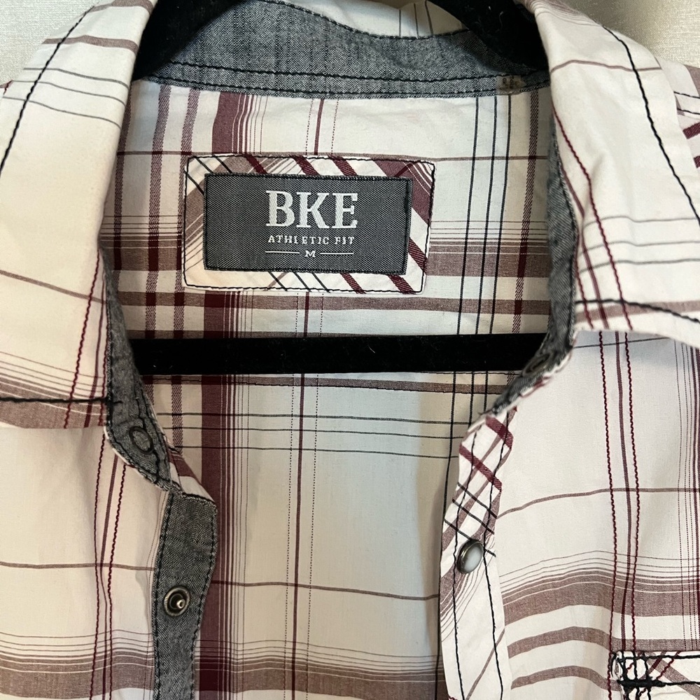 BKE Maroon and White Plaid Shirt - Picture 5 of 5